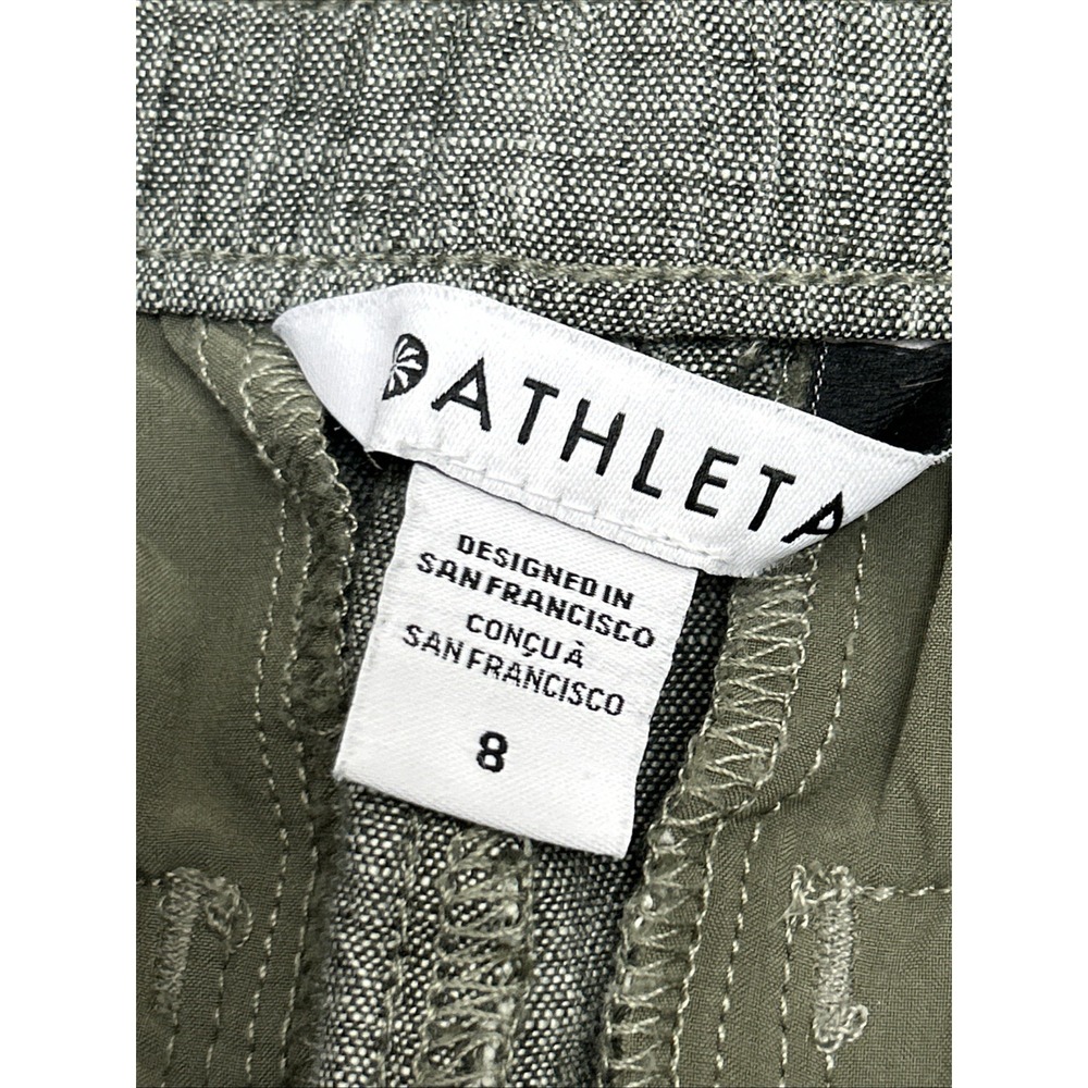 Athleta Pants Women's Size 8 Green Voyager Linen Relaxed Ankle Elastic Waist - Picture 3 of 10